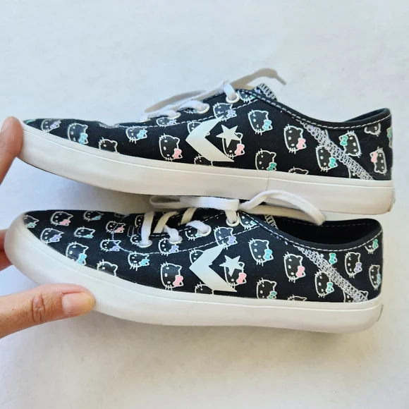 Converse Hello Kitty Print Collab Chuck Taylor Low Sneakers Black Cute Cat 7 - Picture 11 of 16